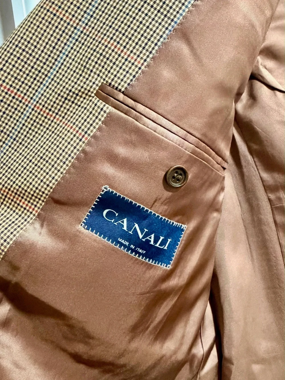 Canali Brown Tan Houndstooth Sport Coat